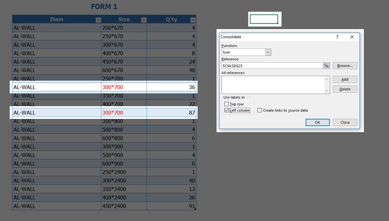 Phân tích dữ liệu nguồn khi làm tận dụng cốp pha nhôm bằng Excel 3 Phân tích dữ liệu nguồn khi làm tận dụng cốp pha nhôm bằng Excel 2