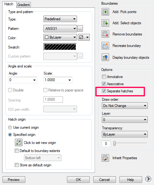 Thủ thuật tái tạo đường bao hatch, chia nhỏ vùng hatch AutoCAD 3 Tách vùng hatch