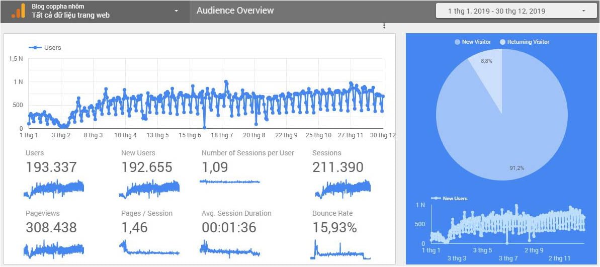 Blog Coppha Nhôm sẽ thu về 25 tỉ vào năm 2020! 2 Audience Overview